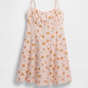 Linen-Blend Shirred Bodice Mini Dress S Petite